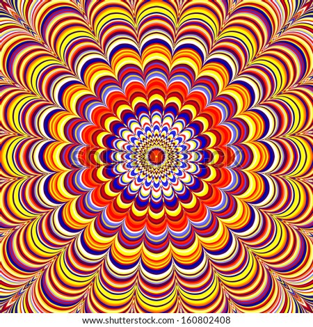 Colorful Optical Illusion. Fancy centered fractal with the effect of optical illusion.