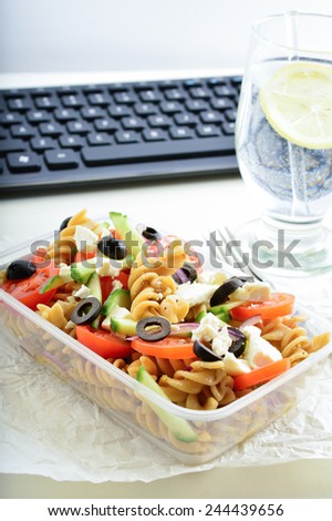 Healthy eating for lunch to work. Food in the office