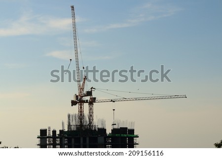Industrial construction cranes and building