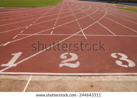 Running track,  start point number 1, 2, 3