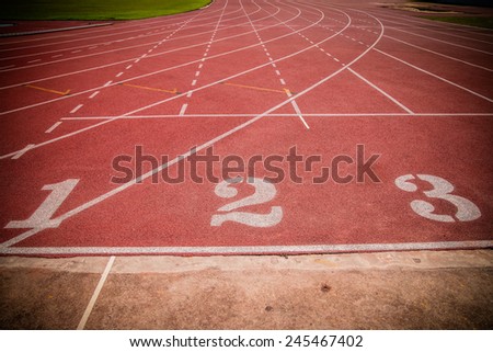 Running track, start point number 1, 2, 3