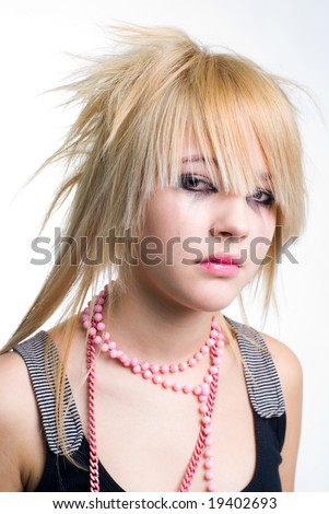 stock photo Crying blond emo girl