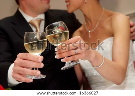 stock photo Bride Groom wedding toast