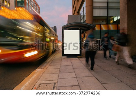 Blank outdoor bus advertising shelter