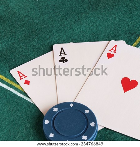 Detail of poker cards and chips.