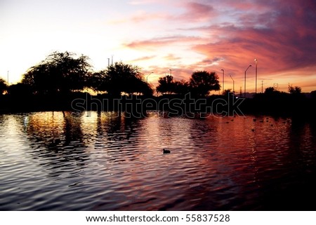 Arizona Sunset over Lake