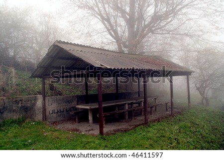 picnic place in fog