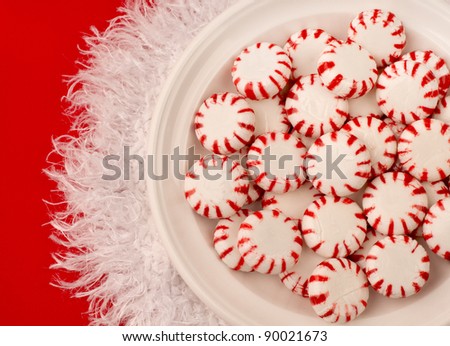 Celebrate the Season with this  Bright and Cheerful Dish of Peppermint Candies that Can Be Used as a Background for a Christmas or Valentines Day Card, Invitation, or Announcement.