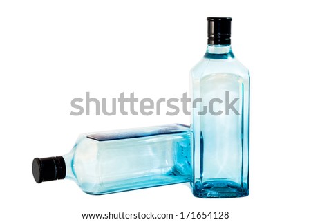 blue gin bottle isolate on white background