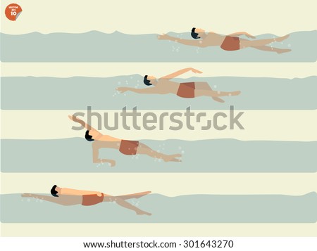 beautiful illustration vector of step to perform backstroke swimming, swimming design