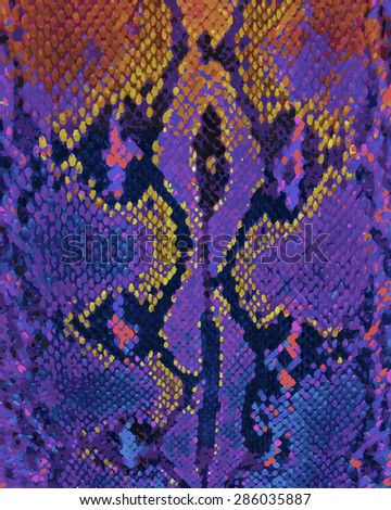 Snake skin python pattern textile texture. Reptile fabric purple animal design