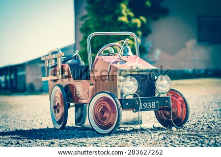 Old pedal firefighter toy car
