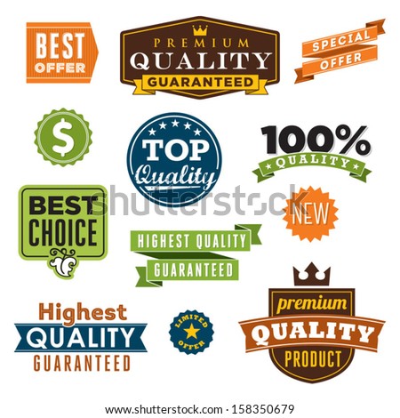 Set of vector labels and stickers. Premium Quality Labels