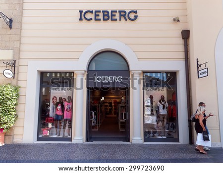 ROME, ITALY - JULY 25, 2015. Iceberg Store in Rome, Italy. Iceberg is an Italian luxury fashion design house. Iceberg produces womenâ??s and men\'s pret-a-porter, accessories and fragrances.