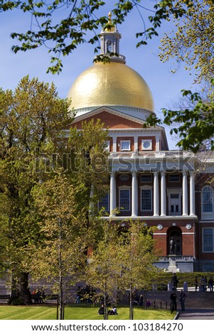BOSTON, USA: MAY 19: The Massachusetts State House, which is the politic center of MA, is open for free public visitation from Monday to Friday. on May 19, 2012 in Boston, MA