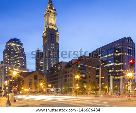 BOSTON, USA - JULY 18: After unoccupied and inaccessible for 14 years, the Boston Custom House was converted into a 87-room Marriott Hotel remaining like that as seen on July 18, 2013.