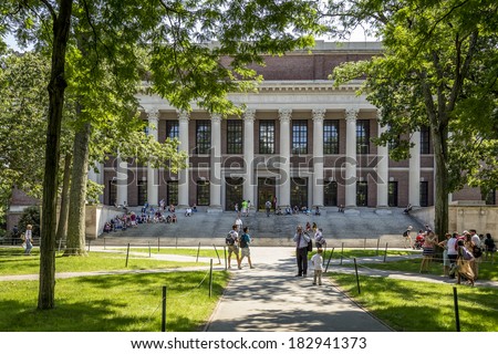 CAMBRIDGE, USA - JULY 18: The Harvard University, established in 1636, is the oldest institution of higher learning and the first chartered in the USA as seen on July 18, 2013 in Cambridge, MA, USA.