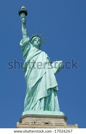 Close up portrait of the Statue of Liberty