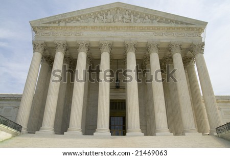 Close up of the US Supreme Court in Washington DC, USA.