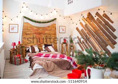 bedroom, Christmas decorations, Christmas tree