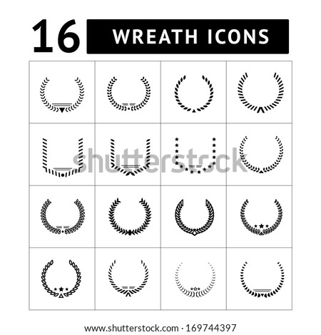 Laurel wreath and modern frames icon set isolated on white Vector illustration Laurel wreath and modern frames icon set isolated on white Vector illustration