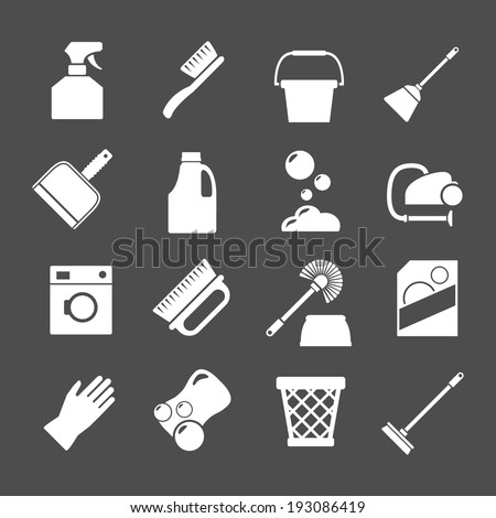 Set icons of cleaning isolated on grey Vector illustration Set icons of cleaning isolated on grey Vector illustration