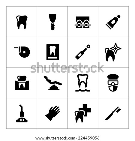 Set icons of dental isolated on white