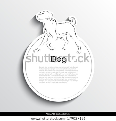 Dog abstract silhouette on white paper background. Animals vector collection.