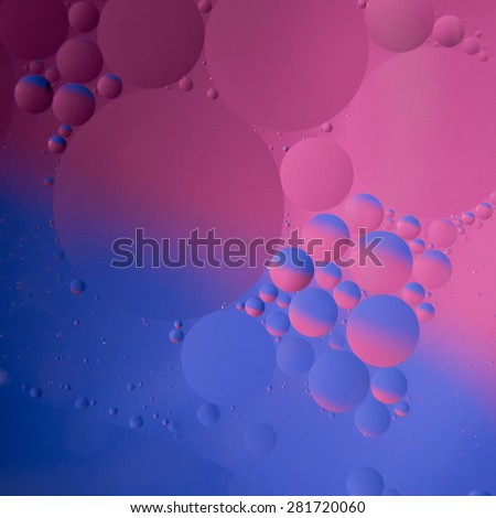 Abstract color round oil drops on water surface