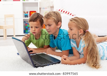 Kids found something interesting on laptop computer studying it