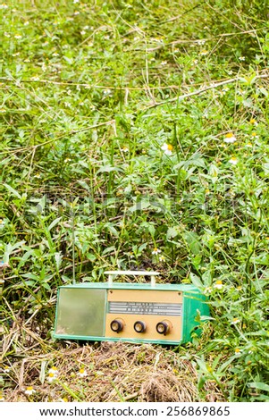 Very Old Radio Transistor laying on the grass