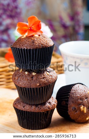Indonesian Food chocolate cup cake with nut