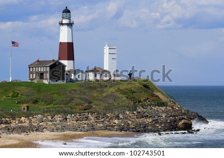 Montauk lighthouse on the Atlantic Ocean at the eastern tip of Long Island, New York.  It was commissioned by President Washington and built in 1796.