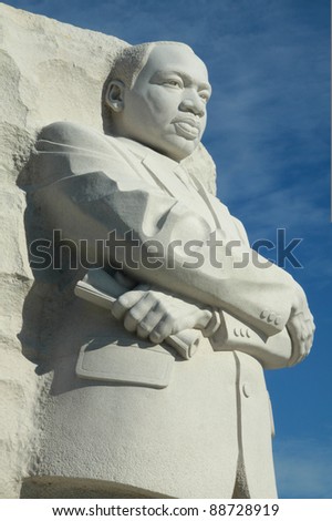 WASHINGTON, D.C. - OCTOBER 29, 2011 - Granite statue of Dr. King at the Martin Luther King Memorial on the National Mall , October 28, 2011 in Washington, D.C.