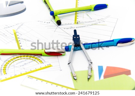 Drawing tools with compass, for construction, informatics, architectural and other projects