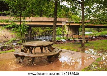 Picnic area after being rained out in Pennsylvania