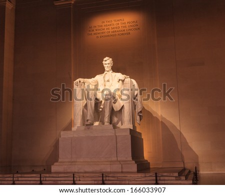 The Lincoln Memorial statue is an American national monument built to honor President Abraham Lincoln, and is located on the National Mall in Washington, DC.