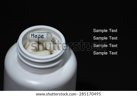Hope, a drug for the treatment of human feelings.This is a concept with space for text.
