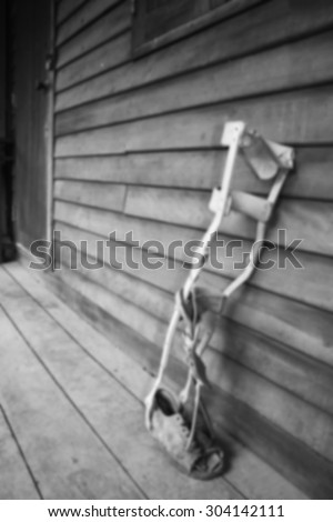 Orthopedic equipment for the correction. Against  wooden wall.Used blurry tool and color tool for gray tone.
