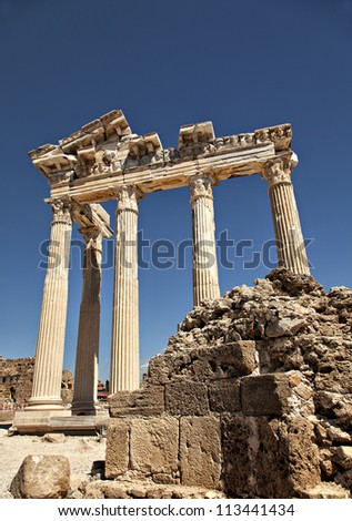 Ancient temple of Apollo in Side, Antalya, Turkey.