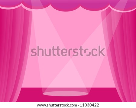 open purple stage curtain with light