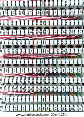 The wiring for the telephone system in the factory