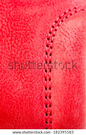 Red leather shoes with stitches for children - details