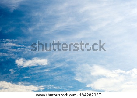 CirrusÃ¢Â?Â?ringlets, fibrous clouds, also high level clouds and blue sky