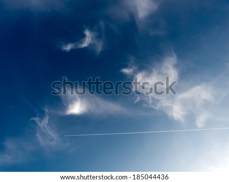 Cirrus ,fibrous clouds, white feather clouds of ice crystals, also high level clouds and blue sky
