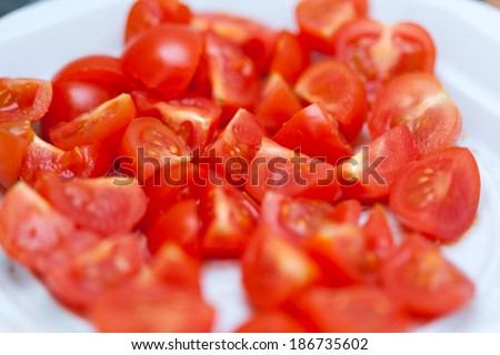 Sliced cherry tomatoes - food texture and colors