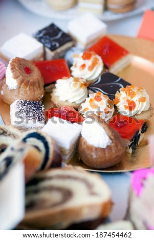 Cookies, cakes and other sweets at a celebration party