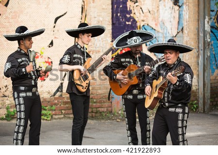Mexican musicians on the streets. Latin American musicians. Spanish musicians.