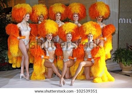 MOSCOW - DEC 15: famous Parisian cabaret Moulin Rouge performs for the first time outside the famous \