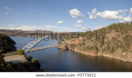 Overlooking Cart Creek Bridge at Flaming Gorge National Recreation Area and the Flaming Gorge Reservoir within the Ashley National Forest.